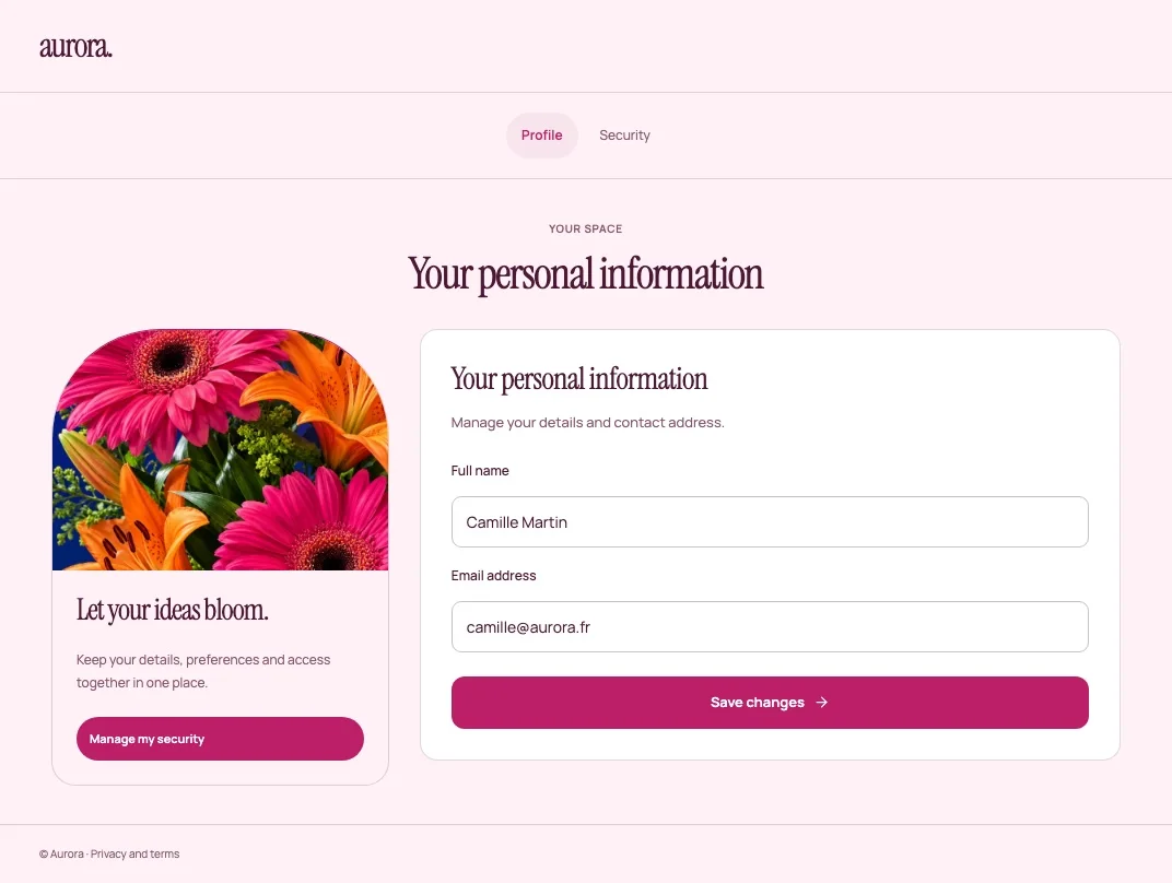 Bloom account profile screen