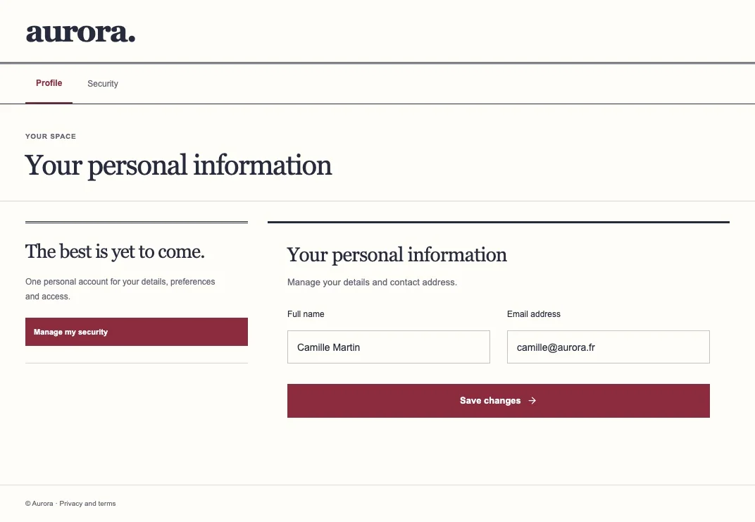Edition account profile screen