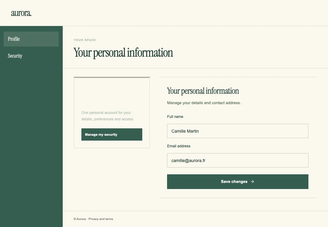 Heritage account profile screen