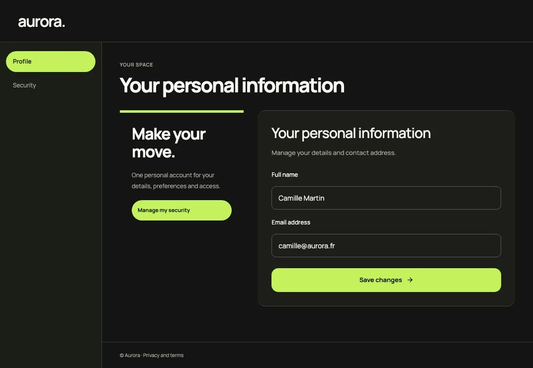 Signal account profile screen