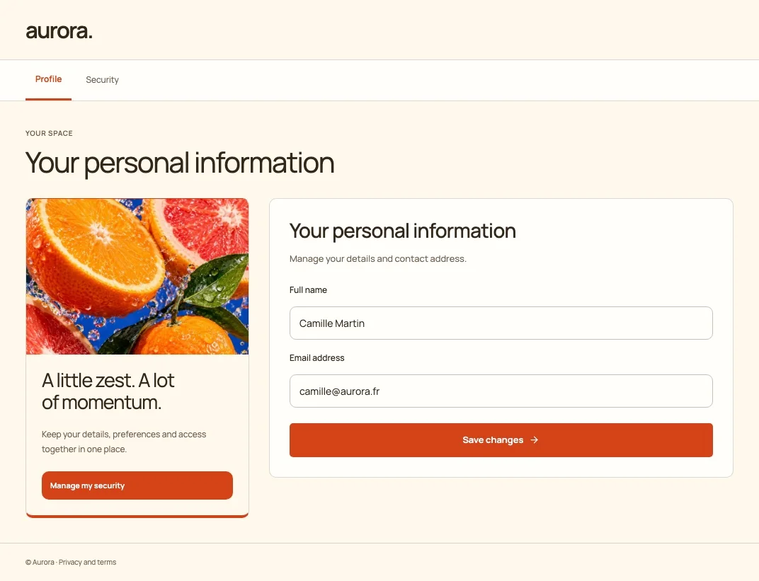 Zest account profile screen